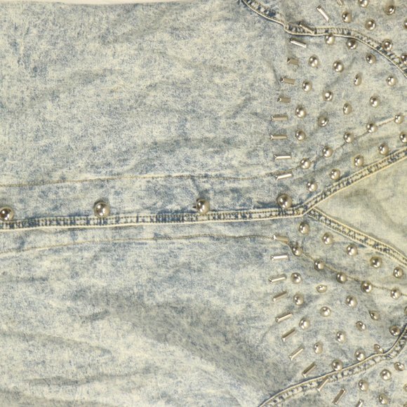 Monique Fashions Acid Washed Studded Denim Top Sz Small - Picture 4 of 10